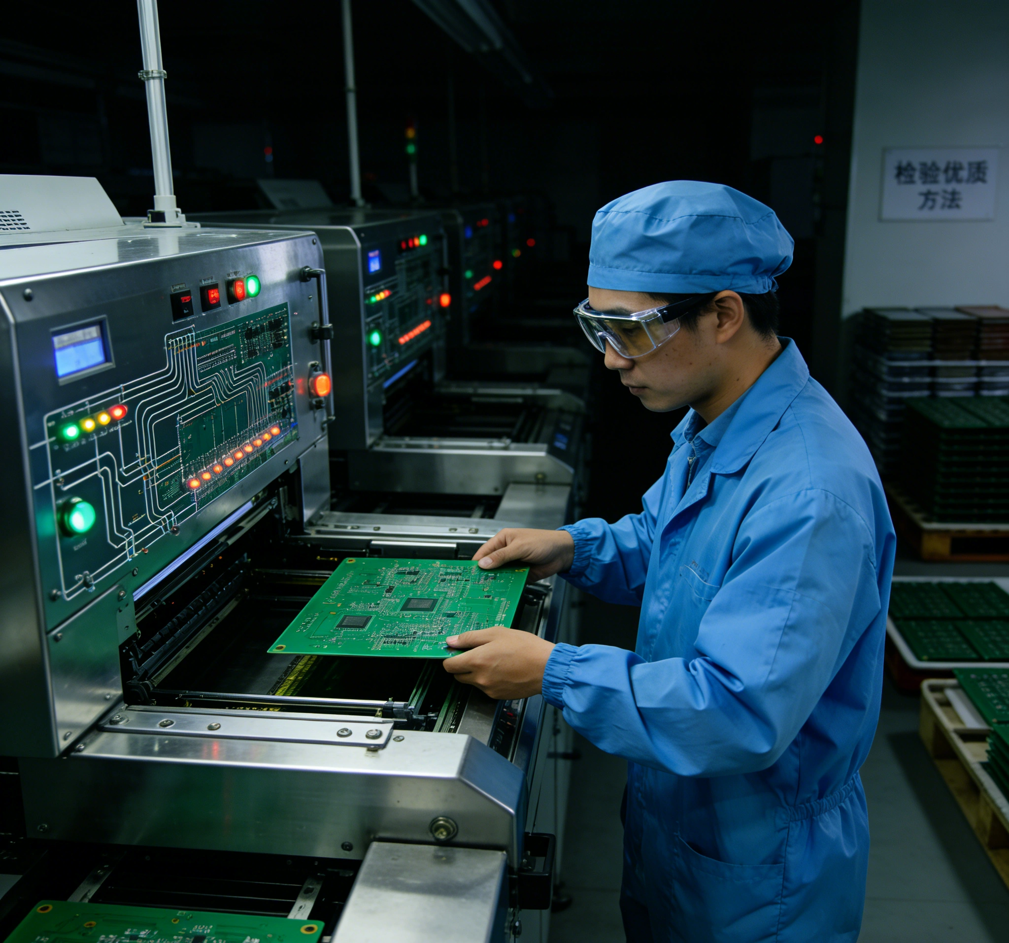 PCB quality control inspection with electrical testing and AOI process