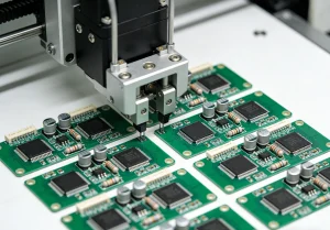 PCB assembly equipment processing green circuit boards