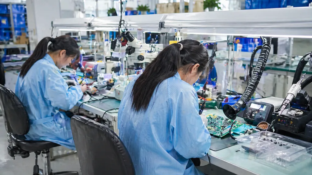 Technicians supporting metal core PCB manufacturing and assembly