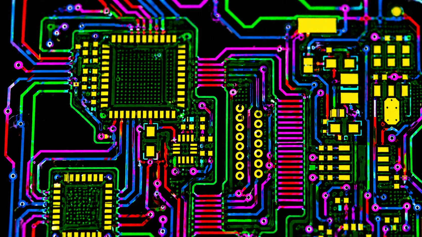 Altium PCB layout showing component placement, signal routing, and plated vias