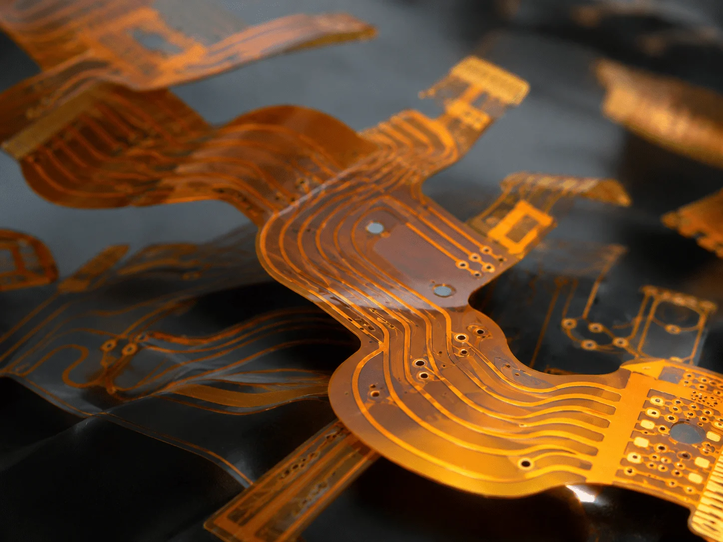 Flexible PCB with copper circuit traces for compact electronic devices