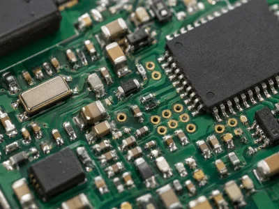 PCBA assembly detail showing fine-pitch SMT components and ENIG pads for quality evaluation