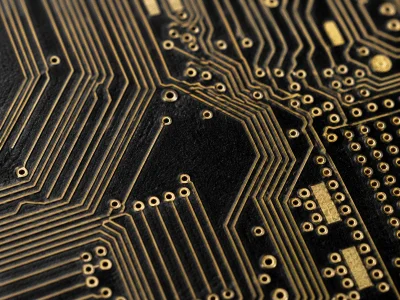 Prototype PCB detail with fine routing traces and ENIG surface finish Prototype PCB detail with fine routing traces and ENIG surface finish