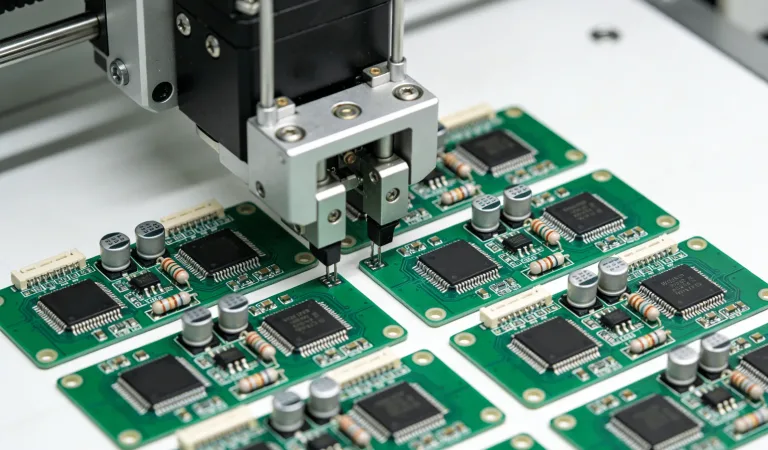 PCB assembly equipment processing green circuit boards
